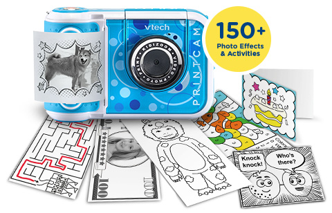 KidiZoom PrintCam includes 150+ photo effects and activities.