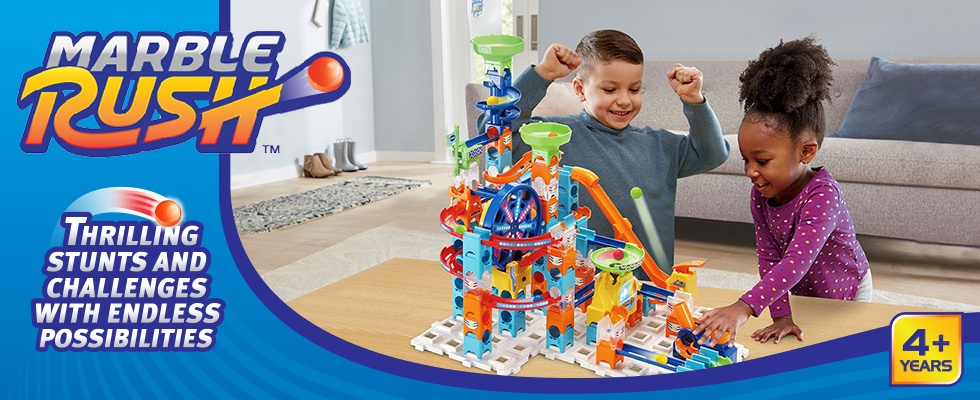 Build thrilling stunts and challenges with endless possibilities for kids ages 4 years and older.