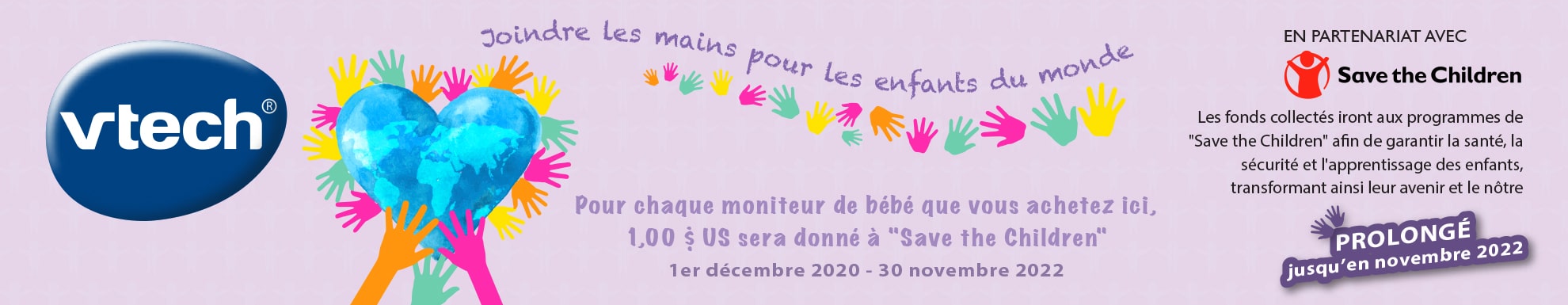 Pour chaque moniteur de bébé que vous achetez ici, 1,00 $ US sera donné à "Save the Children"